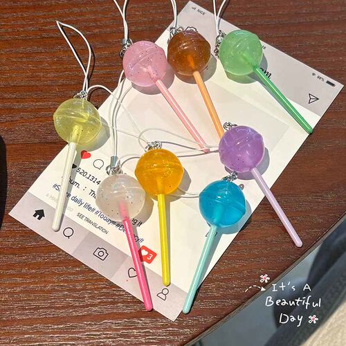 透色棒棒糖钥匙扣手机绳