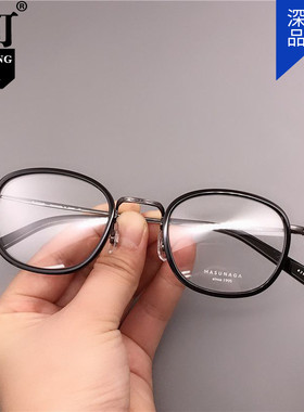 日本增永ALCOR方框复古超轻纯钛椭圆框小脸可配近视眼镜框GMS-824