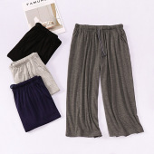 宽松七分沙滩过膝短裤 睡裤 加肥家居裤 薄大码 外穿 男夏莫代尔棉中裤