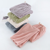 珊瑚绒家居裤 睡裤 女士秋冬法兰绒加厚保暖加绒可外穿散口直筒长裤