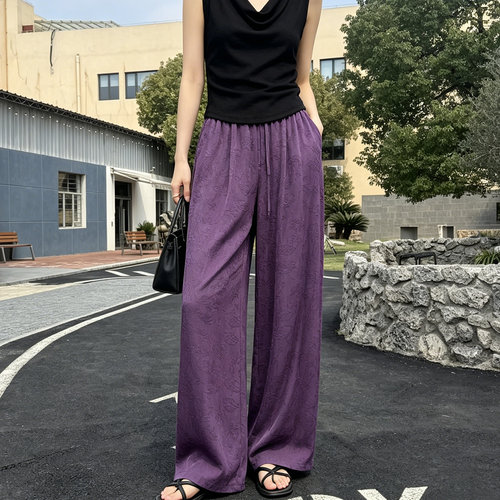 女士窄版阔腿裤夏季薄款棉绸裤子凉凉裤显瘦遮肉垂坠感大码休闲裤