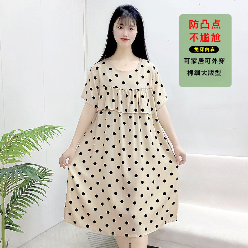 棉绸睡裙女款2026新款夏季防凸点不带胸垫莫代尔可外穿大码家居服