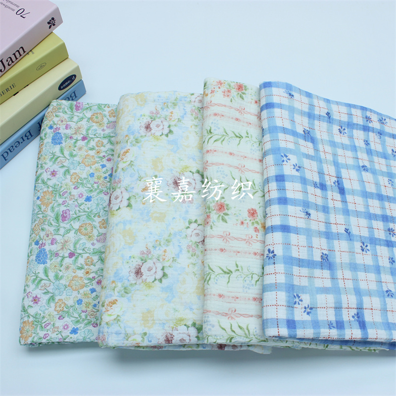 双层棉绉纱布 复古小碎花布料   家居服 睡衣面料