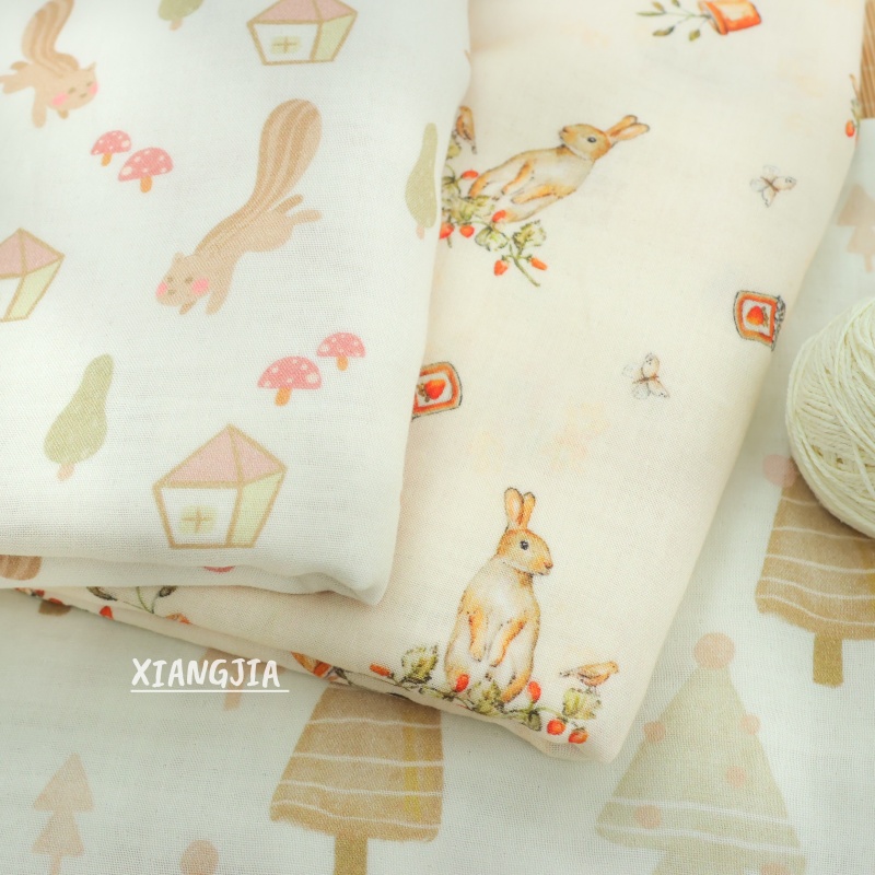 【森系北欧小动物】竹纤维双层纱布 亲肤柔软 童装睡衣手工 DIY