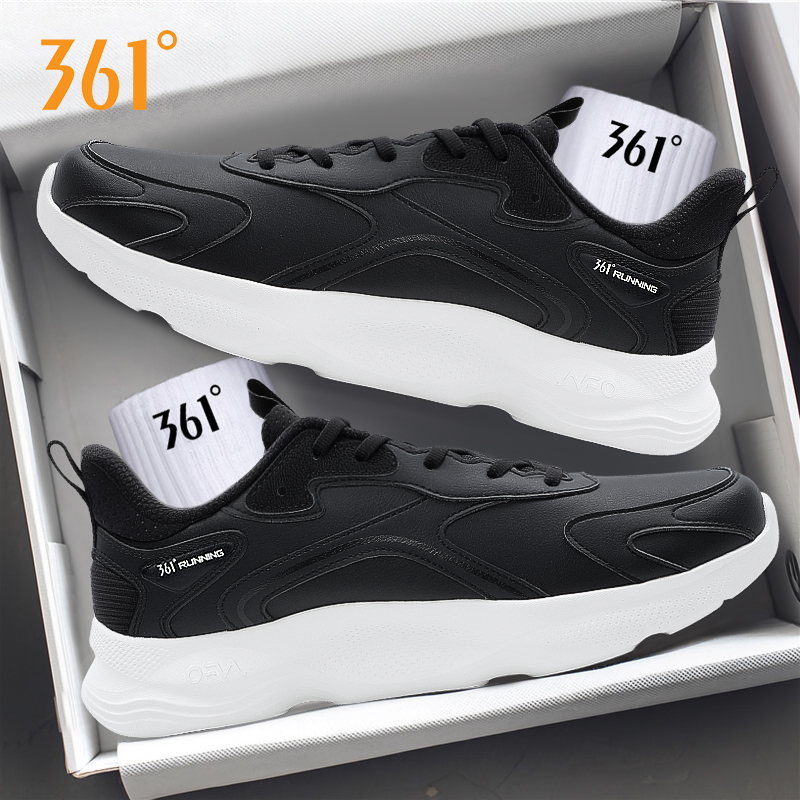 361防水男鞋2025冬季新款黑色软底减震回弹支撑缓震耐磨跑步鞋子