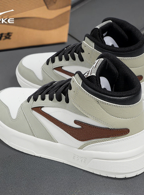 鸿星尔克男款板鞋2025冬季新款灰色百搭青少年学生空军休闲运动鞋