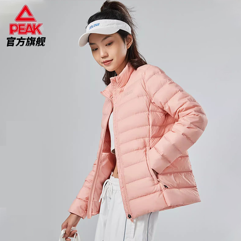 匹克轻薄羽绒服女2025冬季新款灰鸭绒简约时尚运动面包服百搭外套
