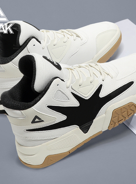 匹克板鞋男鞋冬季新款高帮轻便防滑耐磨白色简约皮面运动鞋小白鞋