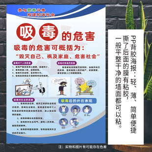 禁毒知识展板国际禁毒日海报新中国禁毒史校园社区宣传PP背胶KT板