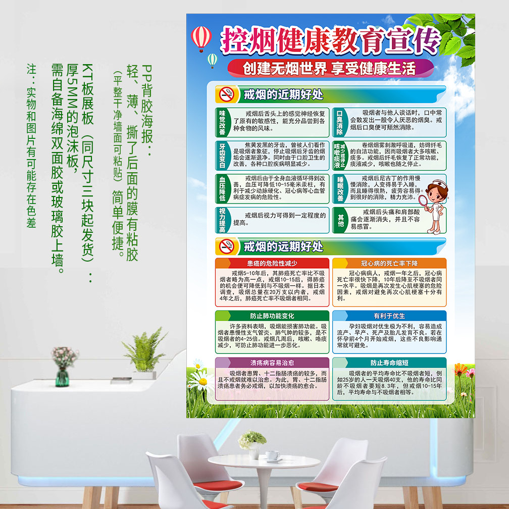 远离烟草珍爱生命控烟健康教育宣传海报吸烟的危害戒烟知识KT板画