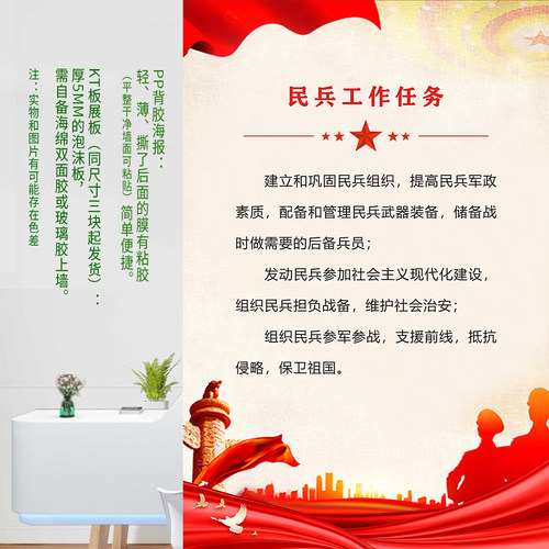 民兵制度展板民兵连职责民兵之家管理制度民兵之歌海报PP背胶KT板