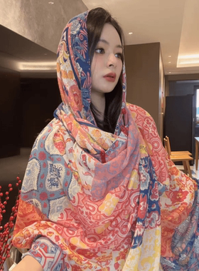 夏薄款多功能新疆海边旅游丝巾