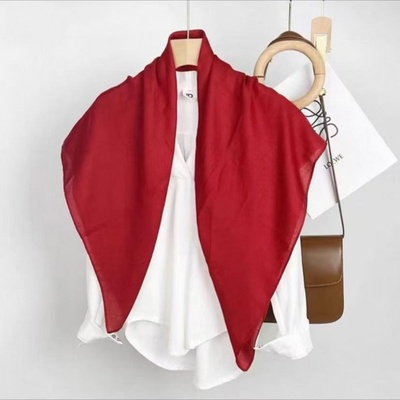 棉麻纯色90围巾大方巾女春秋冬