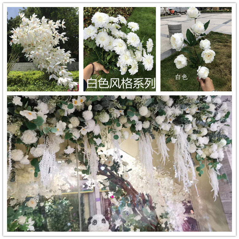 婚庆道具白色玫瑰壁挂欧式假花