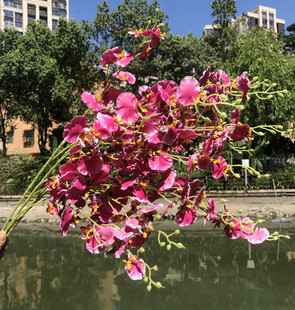 手感跳舞兰花仿真花欧式假花家居客厅电视柜装饰花艺摆件婚庆花艺