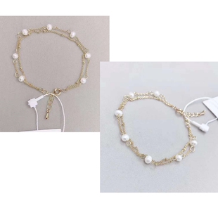 关店清仓38折 B纯原女童手链天然珍珠手饰可亲子镀金女生生日