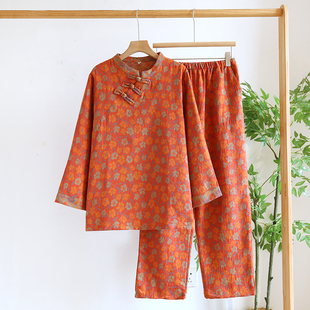 【单件裤子】双层纯棉色织家居服春秋中式中老年睡衣可外穿女士