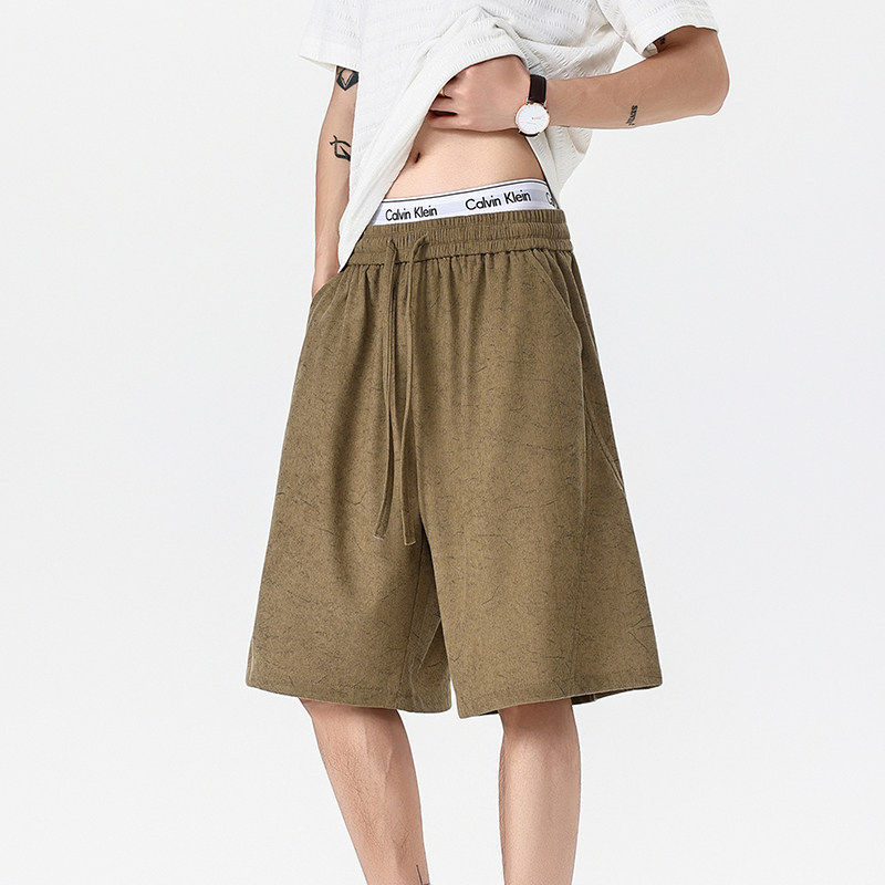 暗纹短裤男薄款五分裤夏季休闲裤松紧裤子男式运动打球跑步裤子潮