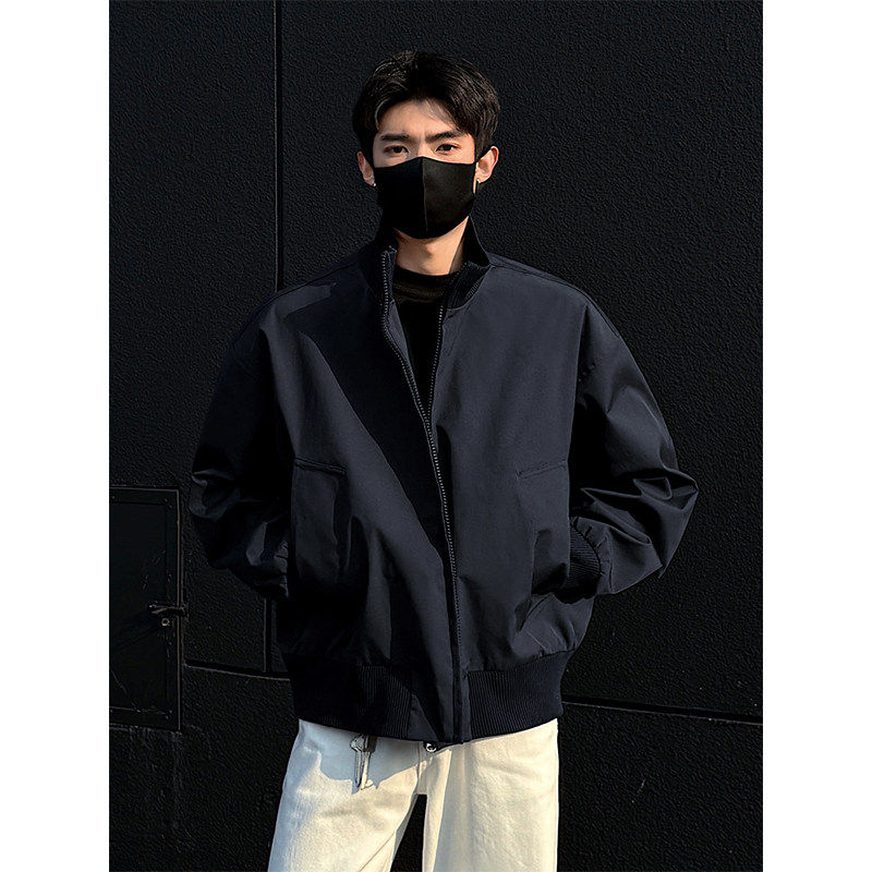 短款夹克男春秋季薄款外套潮流宽松大码机车服男士休闲上衣加棉冬