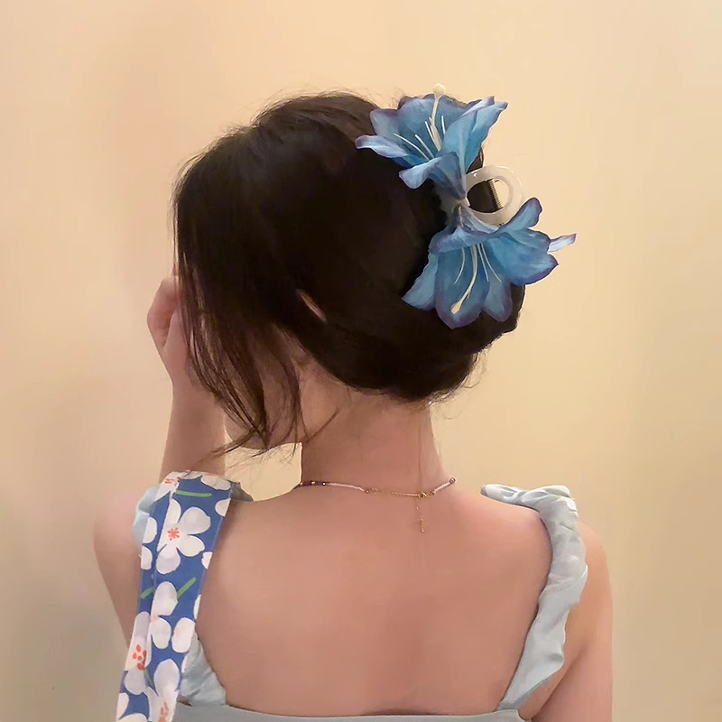 百合花仙~超仙唯美立体百合花朵抓夹女高级感后脑勺鲨鱼夹子头饰