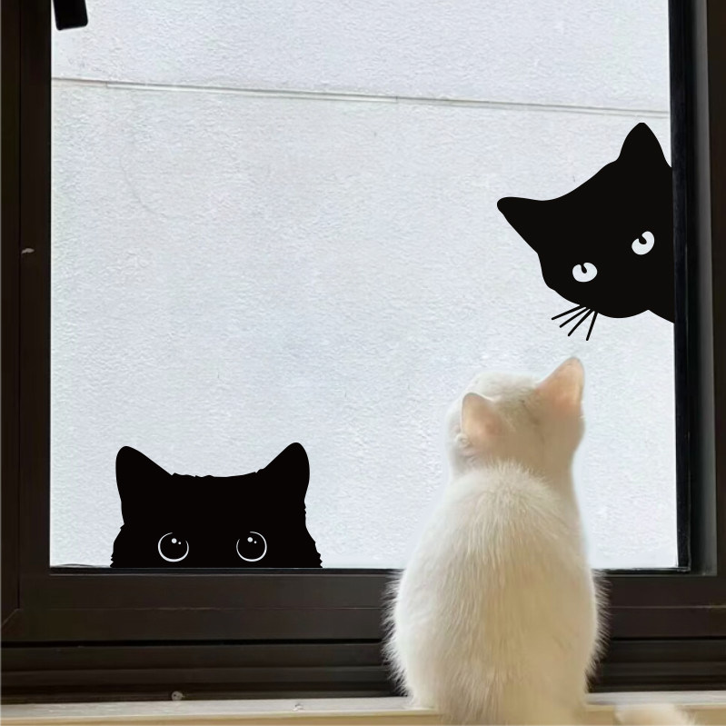黑猫ins防水门窗玻璃贴补洞遮丑创意贴画柜子收纳盒墙面装饰贴纸图片