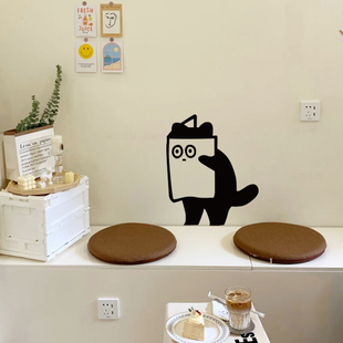假装看书的猫咪创意贴纸可爱卡通风格墙贴墙壁玻璃门窗防撞墙贴画