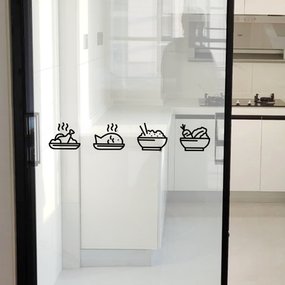 简笔画图案 ins简约玻璃门防撞贴纸 吃饭厨房推拉移门装饰腰线贴