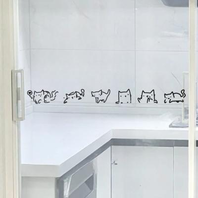 简笔画玻璃门贴纸移门腰线防撞贴