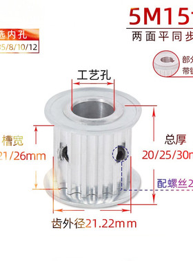 AF型无台同步轮 同步皮带轮 5M15齿 内孔5-12 齿外径22.96 两面平