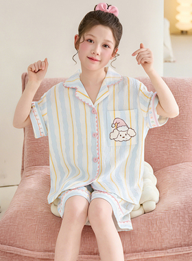 女童睡衣套装儿童夏季薄款短袖短裤夏款女孩家居服2026新款30406