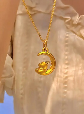 钛钢望月龙宝吉祥物锁骨链女款