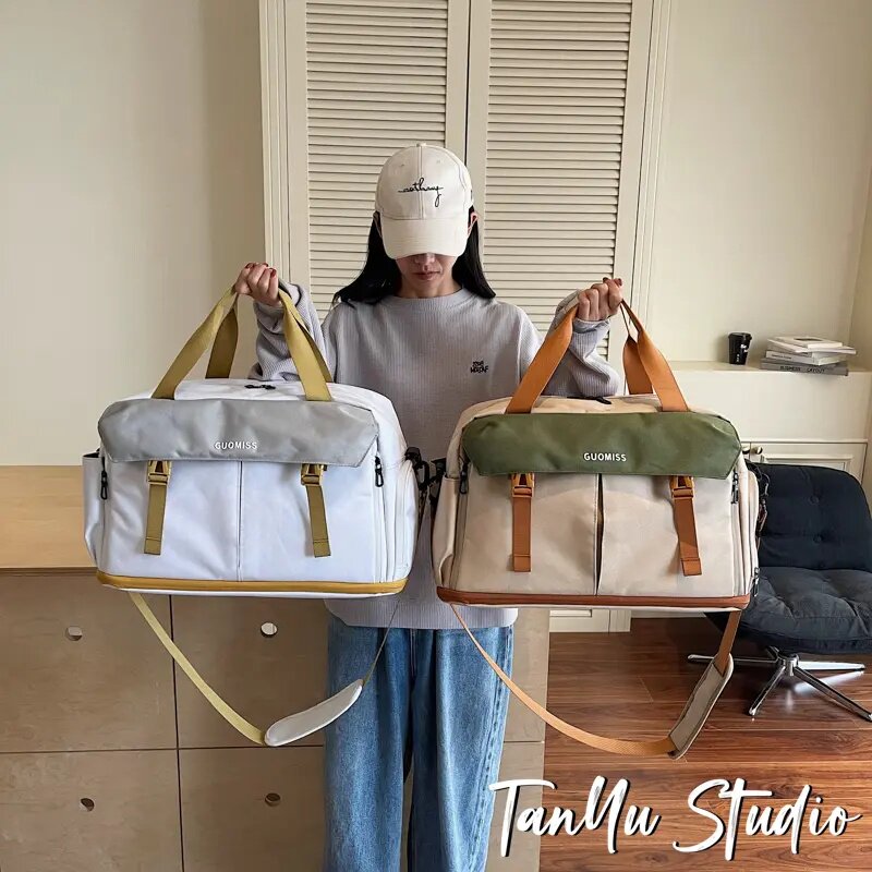 探屿大容量旅行包短途出差手提包行李包单肩待产包干湿分离健身包