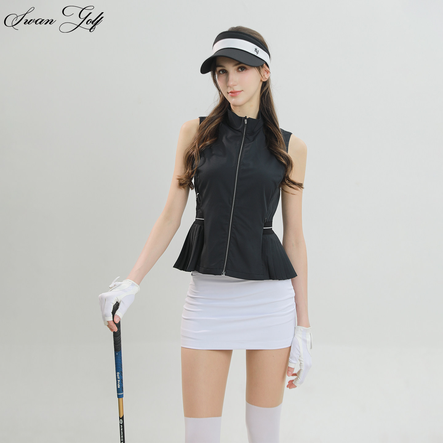 2026新款高尔夫女装套装春夏无袖马甲外套显瘦短裙子单穿叠穿马夹