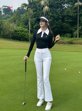 SG高尔夫服装女秋冬厚款长袖t恤polo衫翻领上衣高腰显瘦长裤套装