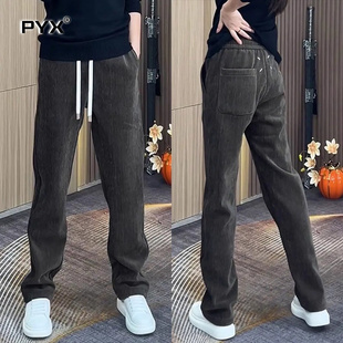 高端条绒休闲裤男士裤子2025新款春秋冬季男裤加绒加厚直筒裤男款