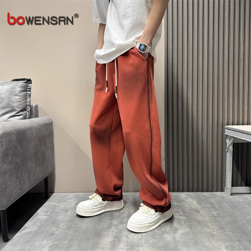 潮牌弯刀卫裤男士2025新款春秋季痞帅直筒休闲男裤子男款冬季加绒