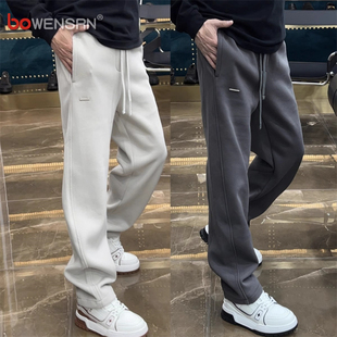 高端弯刀直筒卫裤男士2025新款春秋男裤运动休闲裤子男款冬季加绒