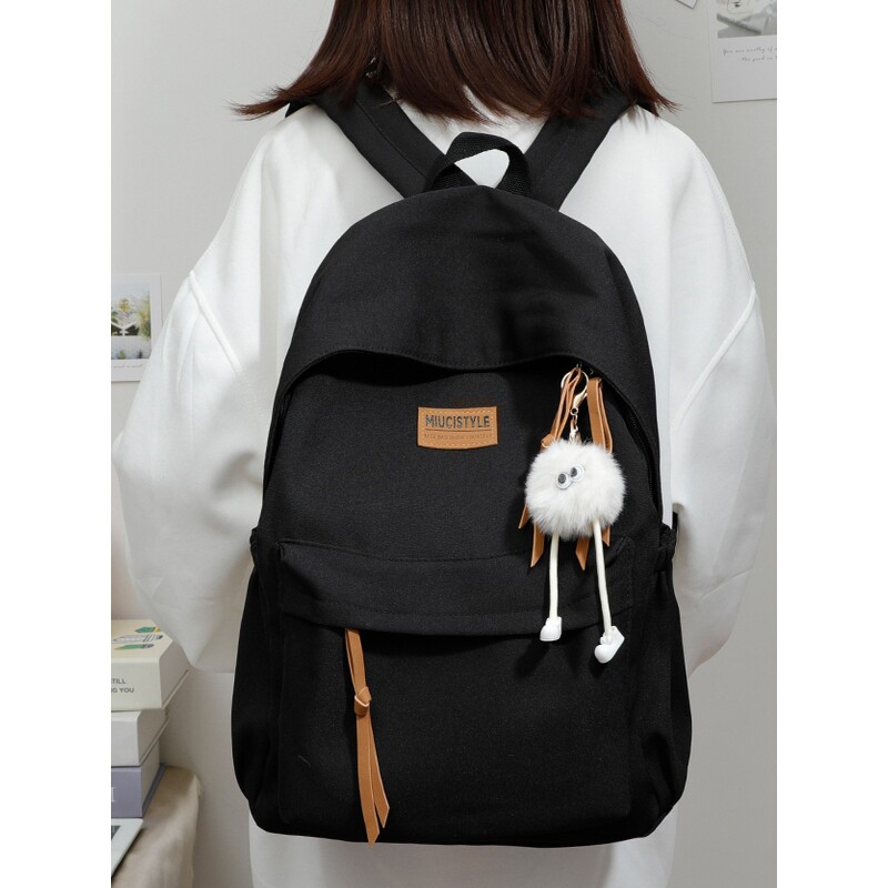 法国帆布书包女大学生高中生旅行休闲背包新款初中生大容量双肩包