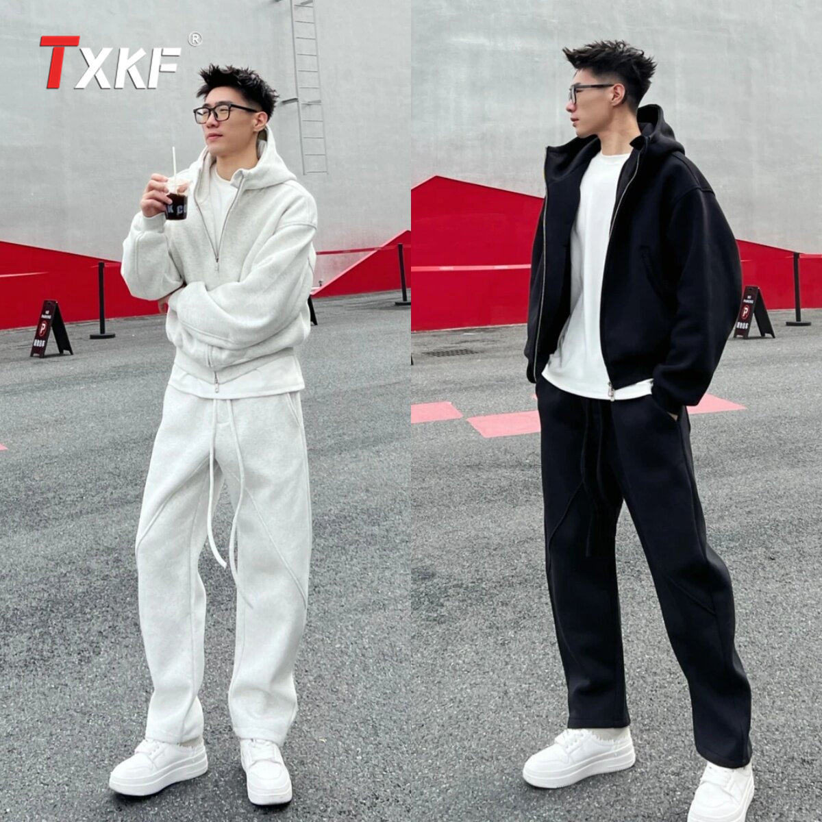 重磅连帽开衫卫衣休闲套装男士2026新款冬季运动卫裤外套男款秋春