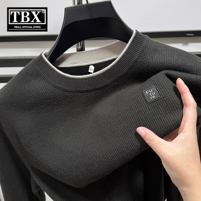 高端假两件羊毛衫男士毛衣2025新款秋冬季加绒加厚针织打底衫男款