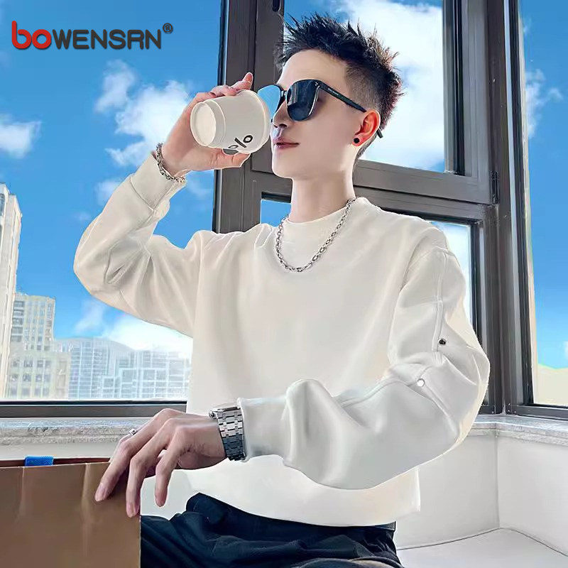 潮牌设计感卫衣男士2025新款春秋冬季痞帅高级感内搭长袖t恤男款