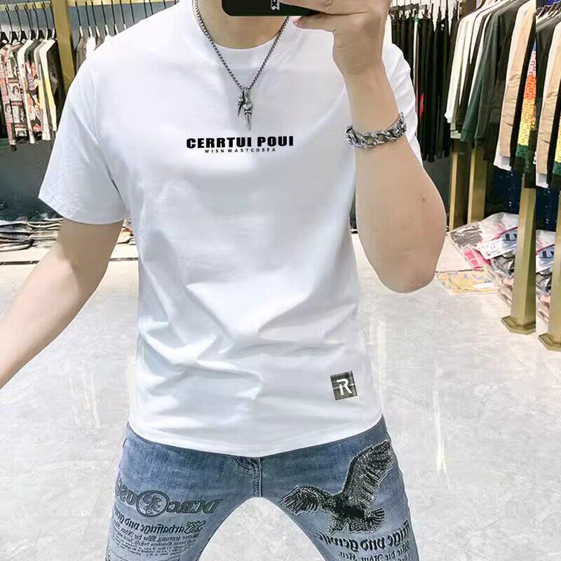 高端白色纯棉男士短袖T恤2026新款夏季正肩圆领打底半袖体恤男款