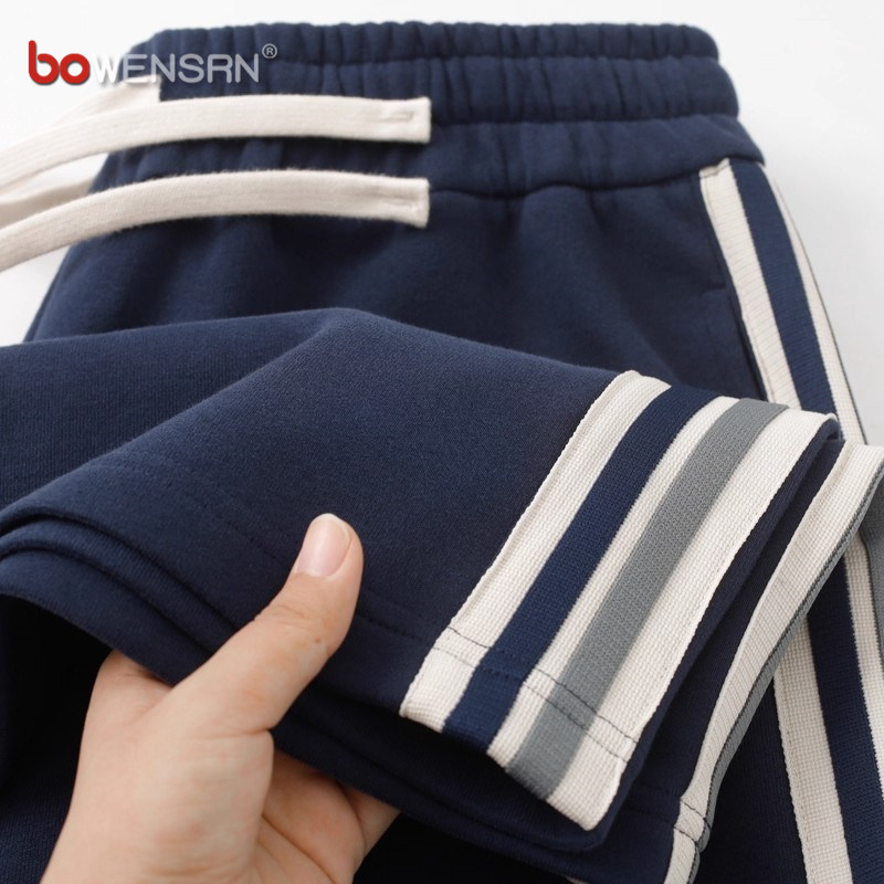 重磅侧条纹休闲裤子男士2025新款春秋冬季男裤加绒运动卫裤男款潮