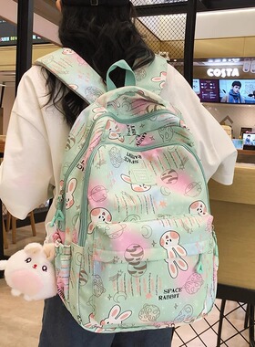 法国MKBM大容量双肩背包女高颜值减负护脊学生书包轻便旅行登山包