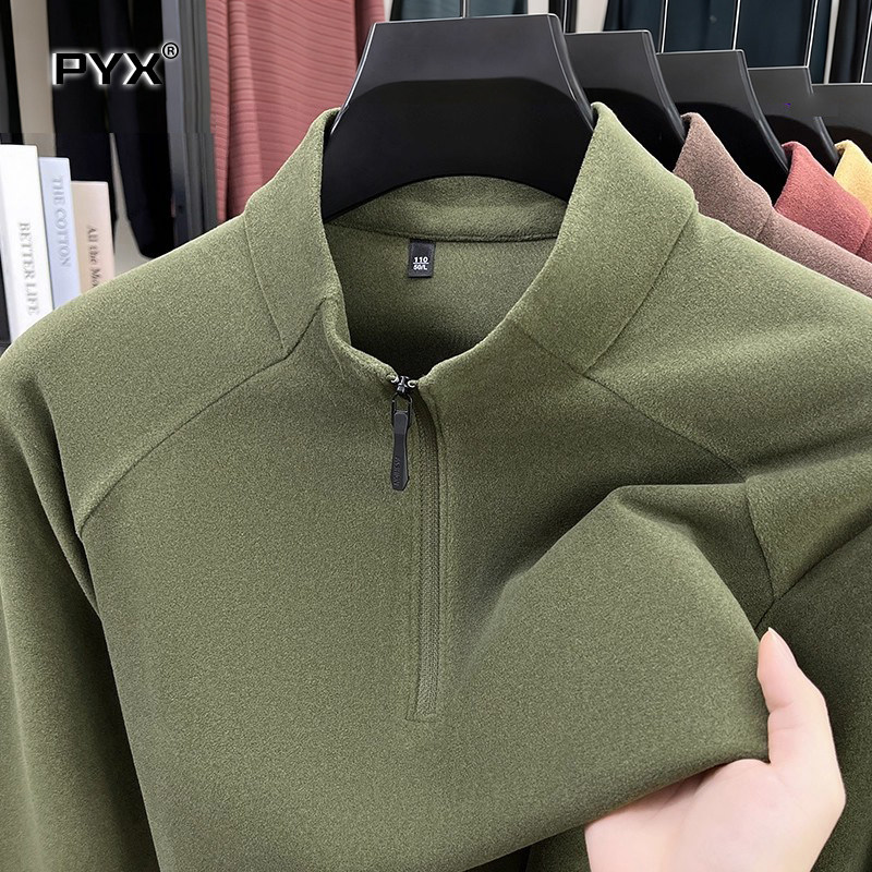 高端德绒男士长袖t恤2025新款秋冬季加绒加厚半高领男卫衣男款潮