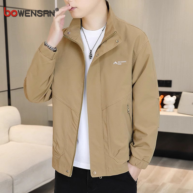 高端男士外套春秋季2025新款爆款轻熟风痞帅百搭立领夹克男款秋冬