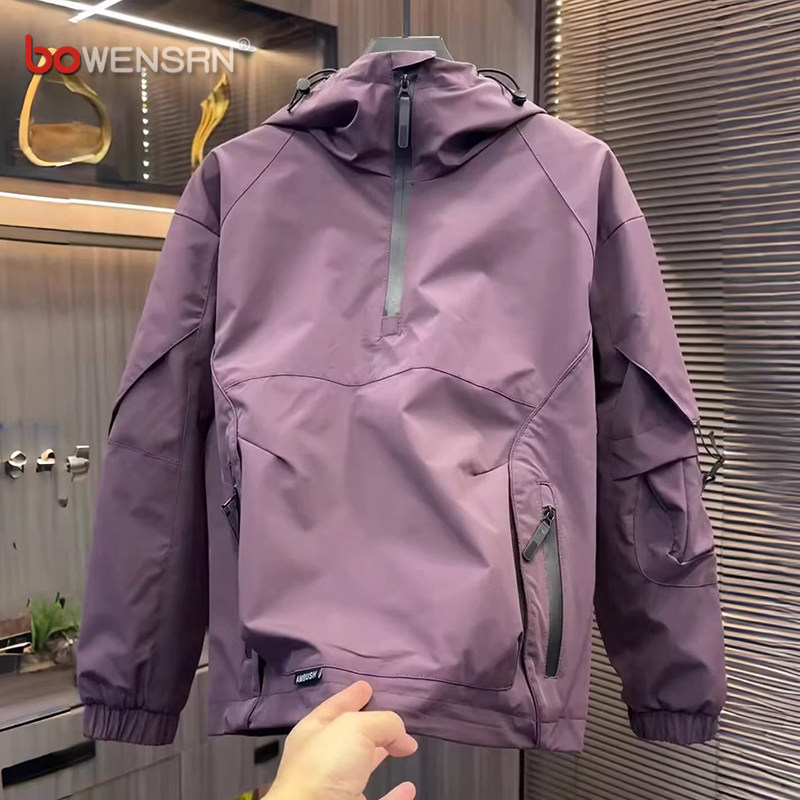 潮牌痞帅连帽冲锋衣男士外套2025新款爆款春秋冬季高级感夹克男款