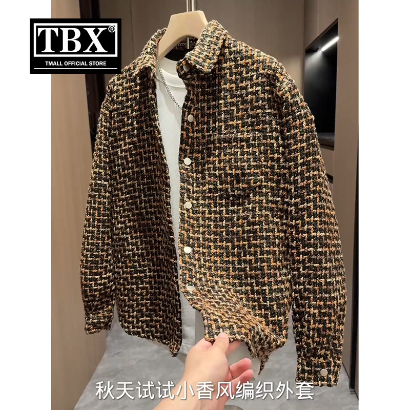 高端小香风夹克外套男士2025新款春秋季休闲翻领衬衫男款冬装棉服