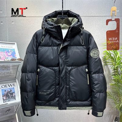 高端羽绒服男士秋冬季2025新款加厚白鸭绒外套连帽工装冲锋衣男款