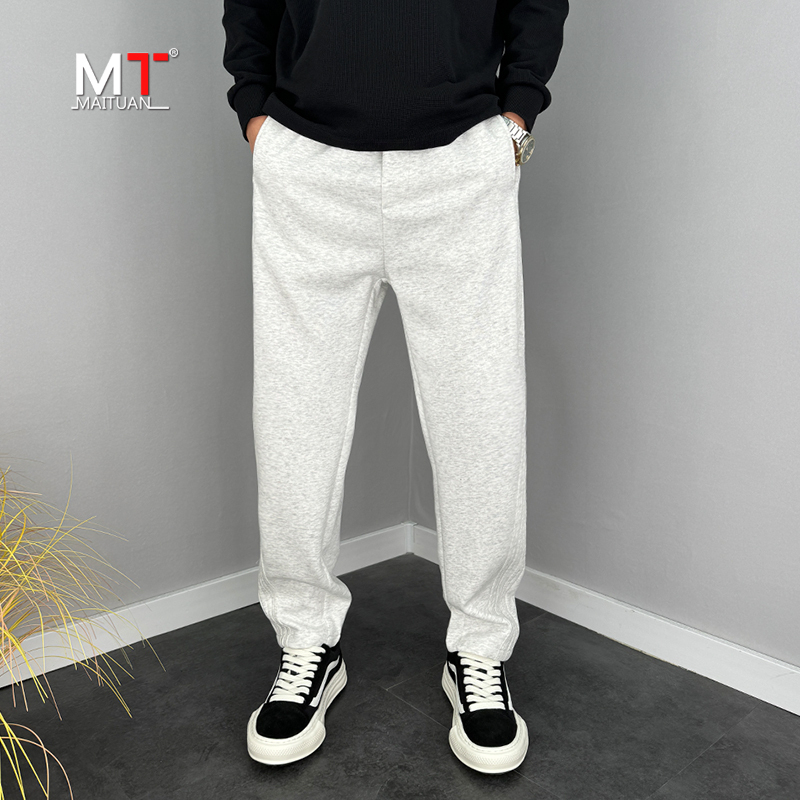 高端弯刀卫裤男士秋冬季2025新款加绒加厚男裤运动休闲长裤子男款